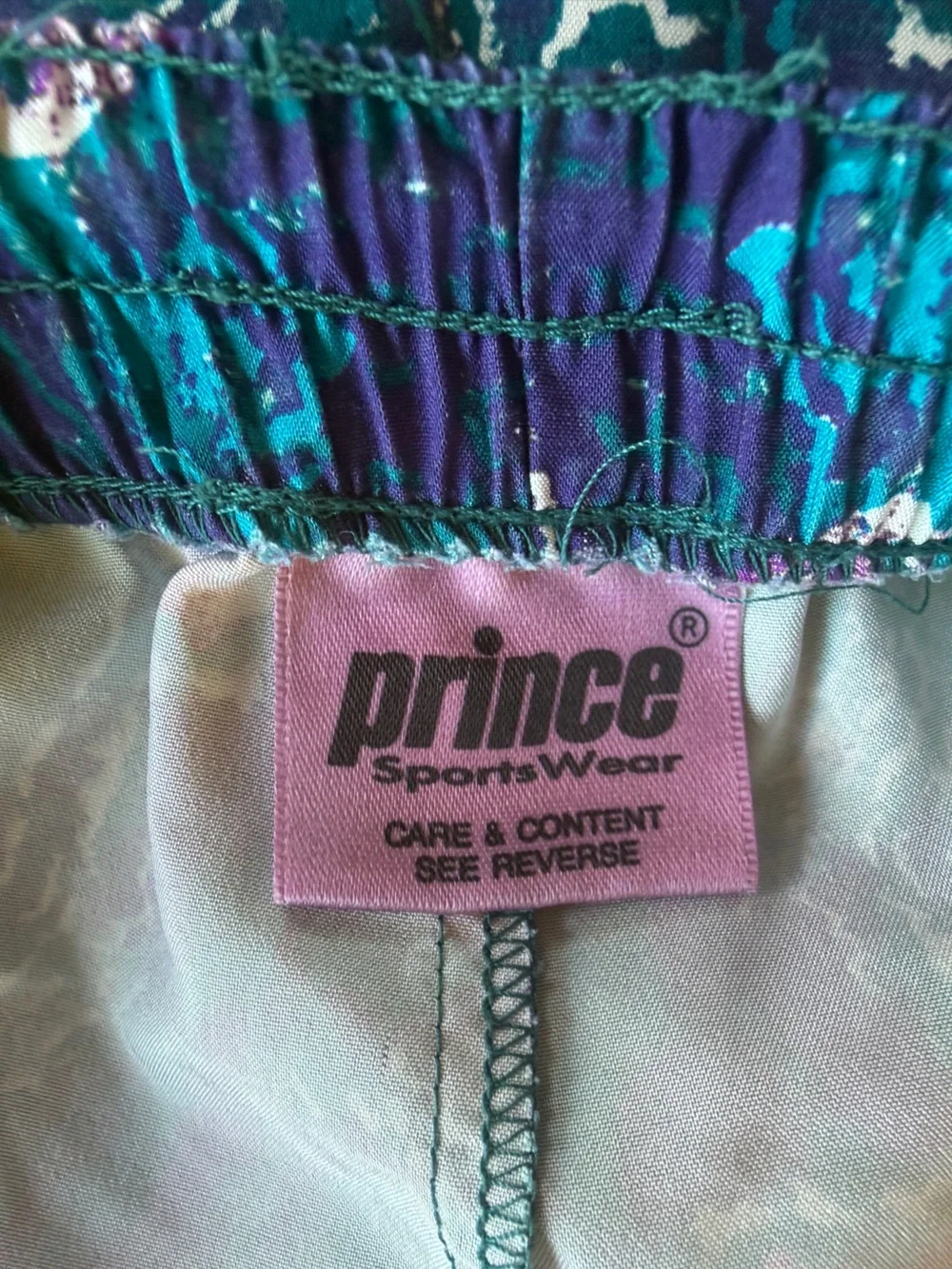 Vintage 90s Prince Sportswear retro Tennis Shorts Teal  graphic Abstract Print